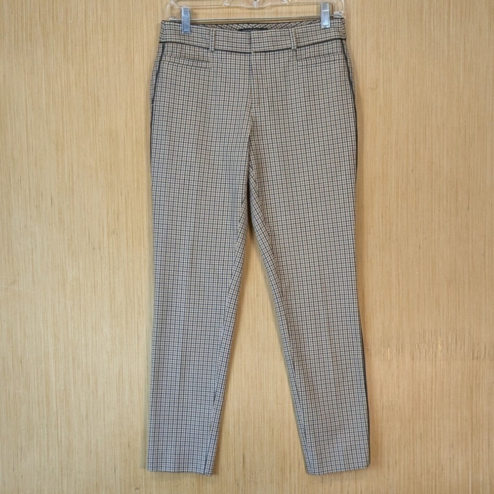 Banana Republic Sloan Preppy Dark Academia Retro Brown Plaid Pants 2 Slim Leg